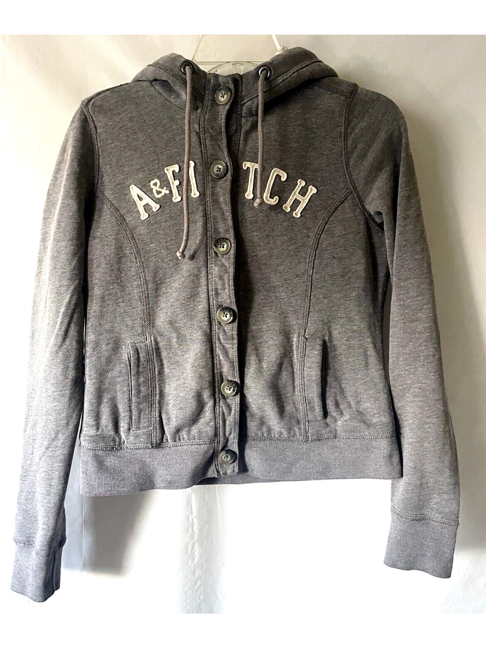 Abercrombie & Fitch Youth Lined Hoodie Bottom Up Front M Gray Size M